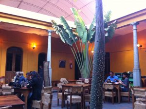 The patio in La Biznaga in Oaxaca