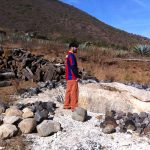 Palenque Roaguia's roasting pit borders a field of espadin