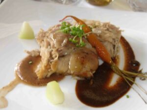 Roasted pork with pechuga salsa