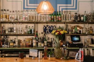 The bar at La Loba Cantina, Brooklyn.